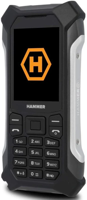 HAMMER Patriot Rugged Button Phone, 2.4-inch Big Screen, Simple Telephone, 1800mAh Big Battery, IP68 Waterproof Mobile Phone Shockproof, LED Flashlight, 2MP Camera, Dual SIM, Silver – UK Version