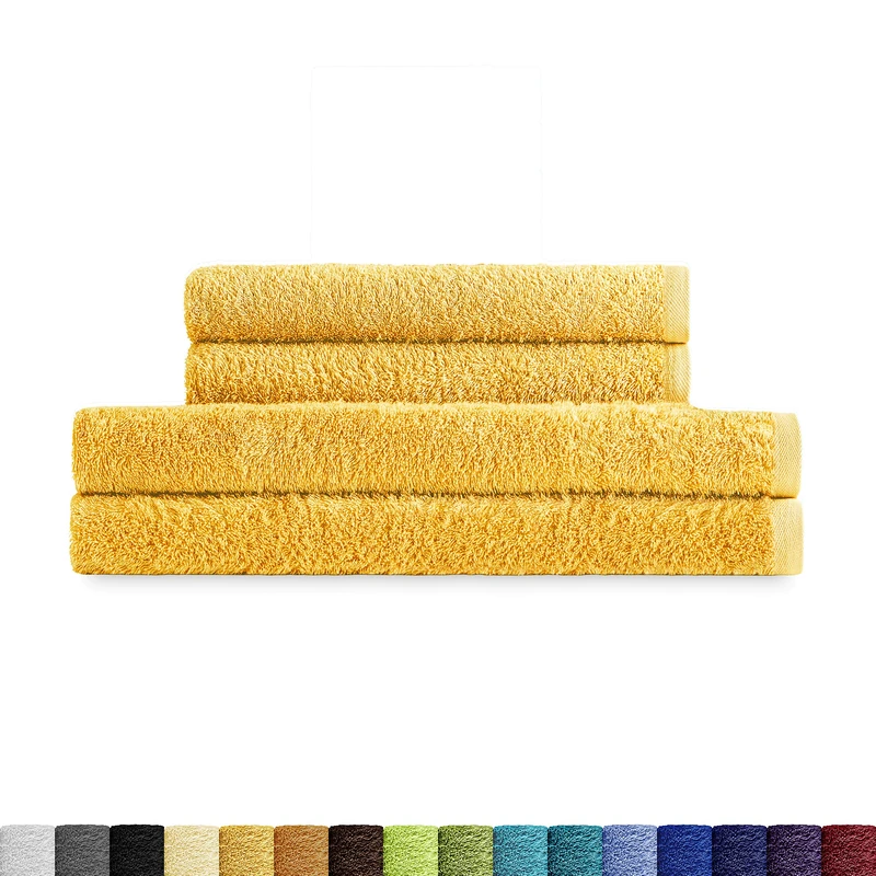 Eiffel Textile Sets of Towels Quality Terry 400 g, 100% Egyptian Cotton, Gold, 2 Basin 2 Sheets, 4