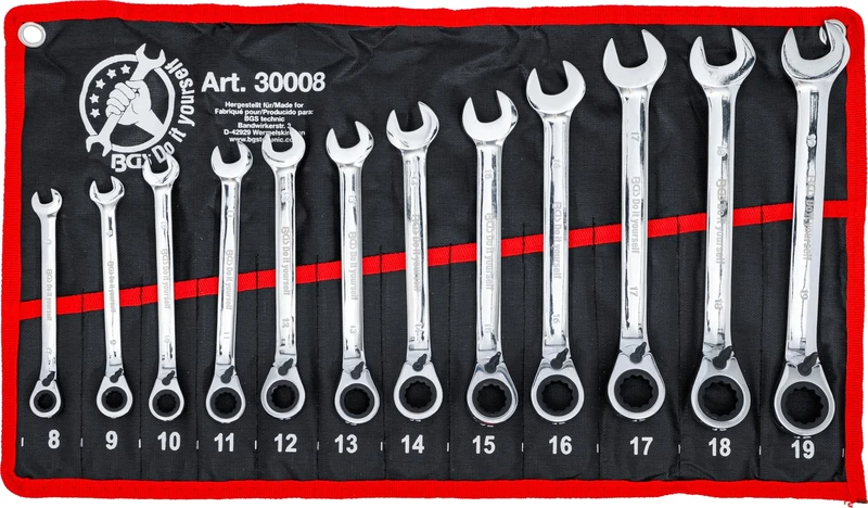 BGS Diy 30008 | Ratchet Combination Wrench Set | reversible | 8 - 19 mm | 12 pcs.