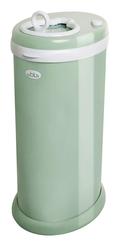 Ubbi Stainless Steel Nappy Bin, Odour Locking, No Special Bag Required, Award-Winning Diaper Pail, Cassette Free Disposal System, Sage