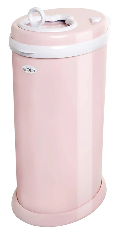 Ubbi Stainless Steel Nappy Bin, Odour Locking, No Special Bag Required, Award-Winning Diaper Pail, Cassette Free Disposal System, Blush Pink