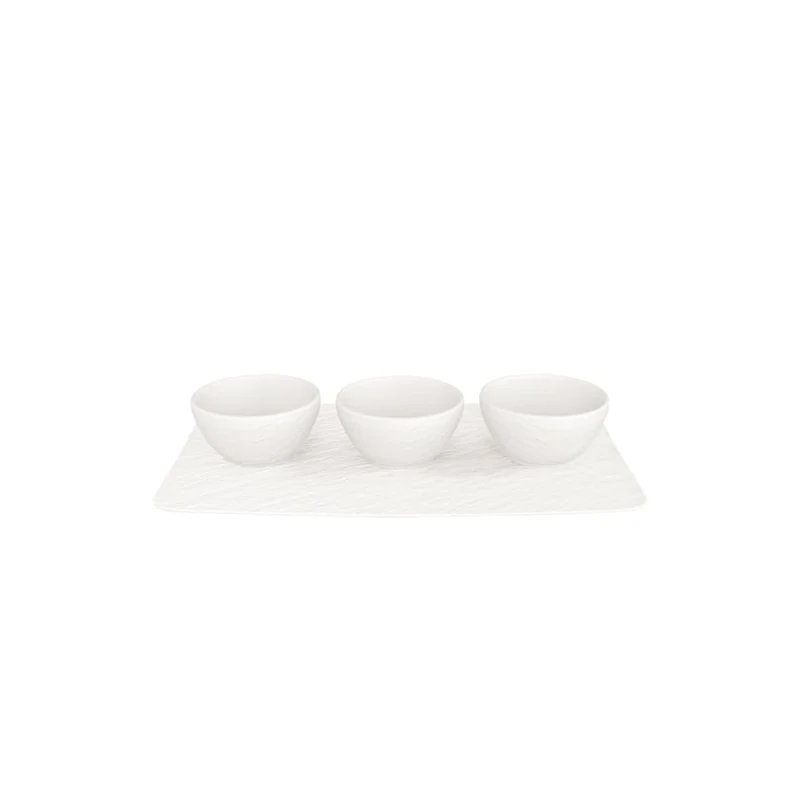 Villeroy & Boch 10-4240-9023 Manufacture Rock Blanc Set of 4 Bowls for Dips and Finger Food, Premium Porcelain, Dishwasher Safe, White