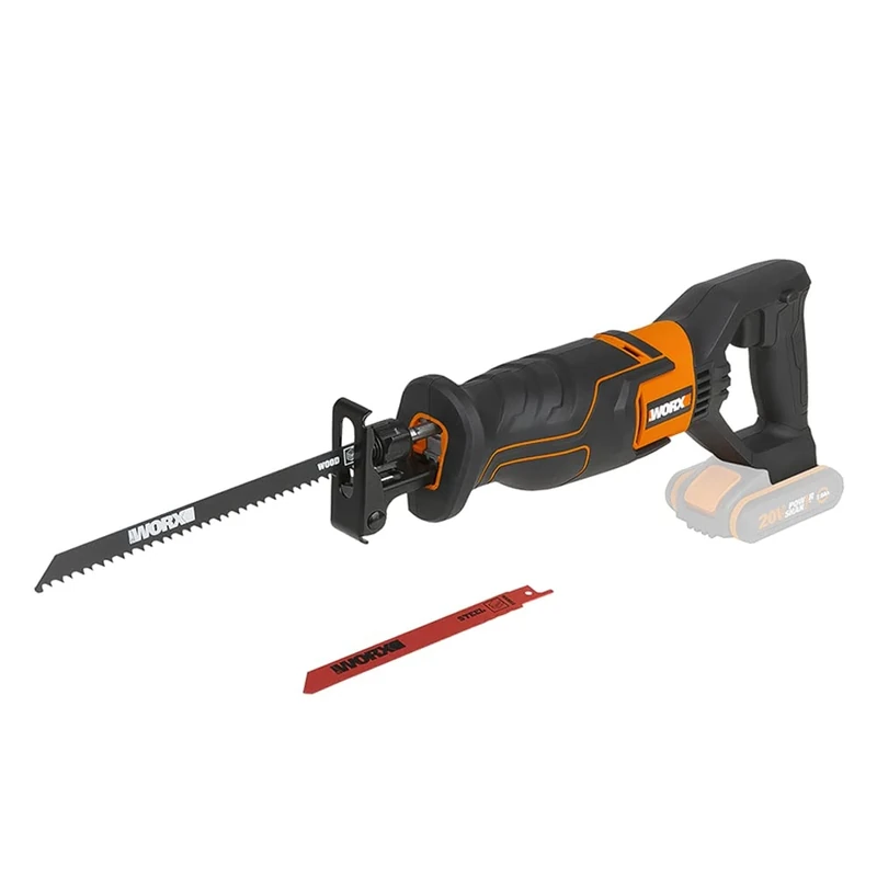 WORX WX500.9 Cordless Reciprocating Saw 20 V - Battery Saw for Cutting Wood, PVC, Steel etc. - Adjustable Base Plate, Variable Speed - Without Battery and Charger