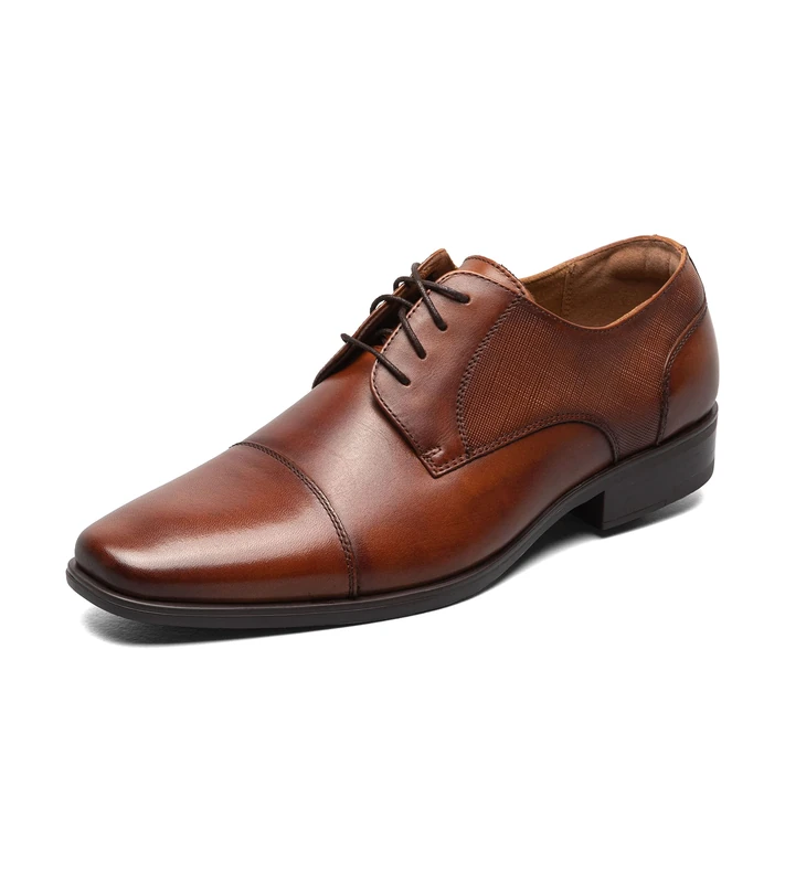 Florsheim Jackson Cap Toe Oxford Formal Shoe for Men - Leather Upper with Man-Made Lining, Snipped Toe, and Blind Eyelets, Cognac, 10.5 UK
