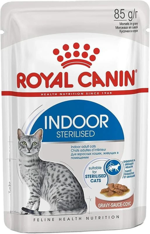 Royal Canin Indoor Sterilised in Gravy Adult Wet Cat Food 85g (Pack of 48)