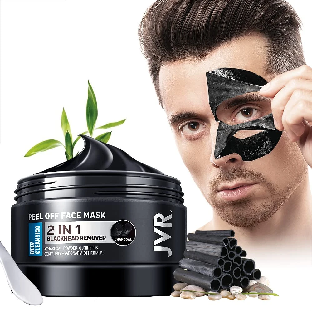 JVR Blackhead Remover Mask for Men, Bamboo Charcoal Peel Off Black Masks, Purifying Pores, Deep Cleansing for All Skin Types 120g