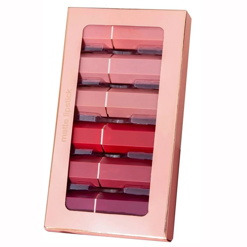 Matte Lipstick Set 6 Colors Nude Moisturizer Smooth Lipstick Long Lasting Waterproof Lipstick Makeup Gift Set
