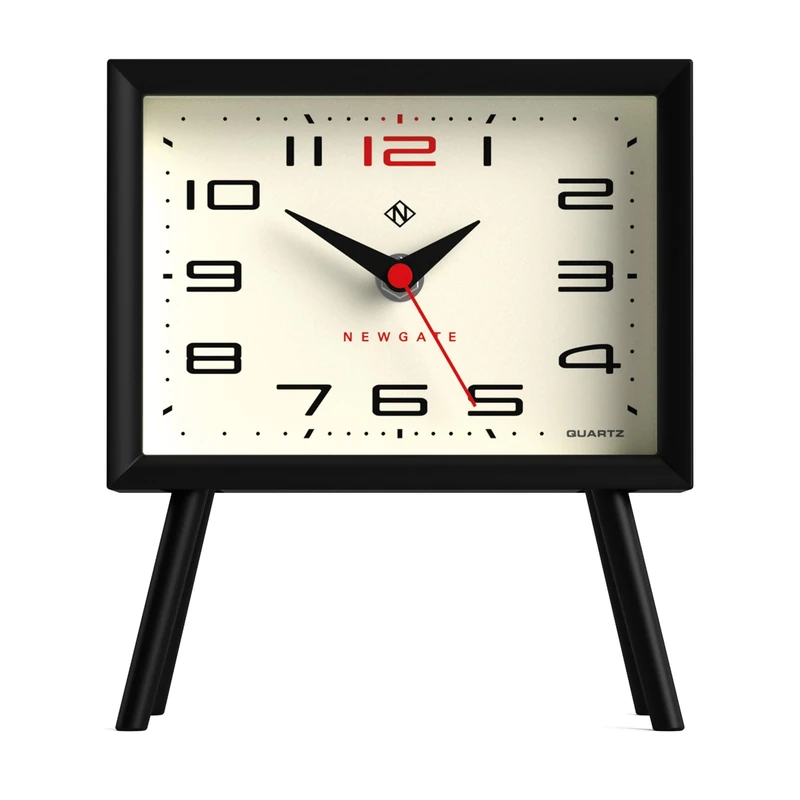 NEWGATE Henry Mantel Clock Black with Silent Non-Tackle Movement, Plastic, Cream, 19 x 16.5 x 7.5 cm, 19 x 16.6 x 7.5cm