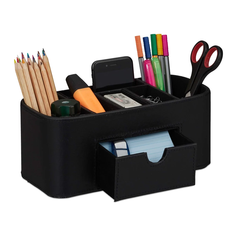 Relaxdays Desk Supplies Organiser, Pencil Holder 10.5 x 26 x 11.5 cm - Image 1