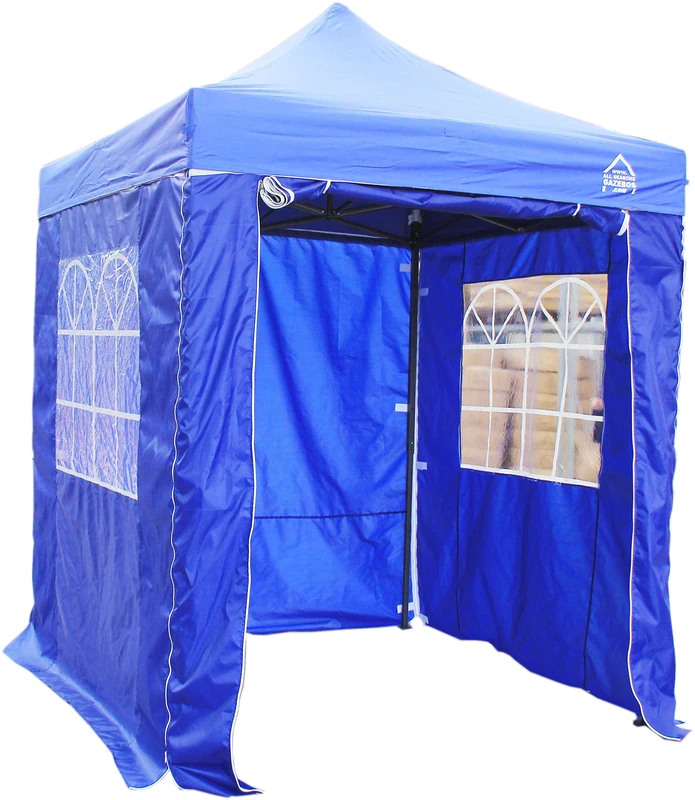 All Seasons Gazebos 2x2m Heavy Duty Fully Waterproof Pop up Gazebos and 4 Side Walls - Royal Blue