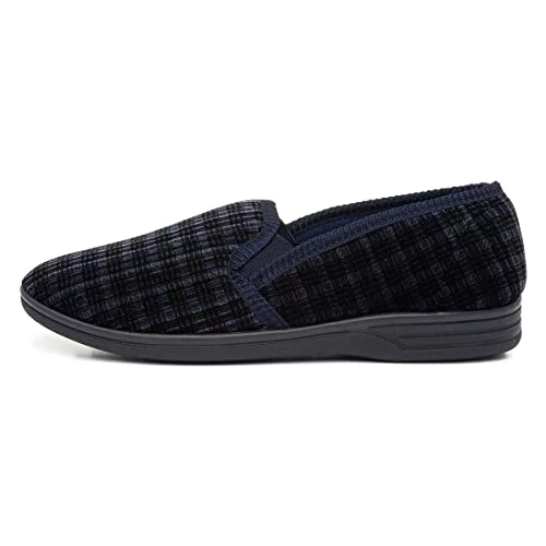 The Slipper Company Mens Twin Gusset Navy Slipper