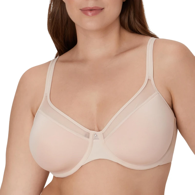 Bali Women's One Smooth U Ultra Light Illusion Neckline Underwire Bra Full Coverage, Sandshell, 40C