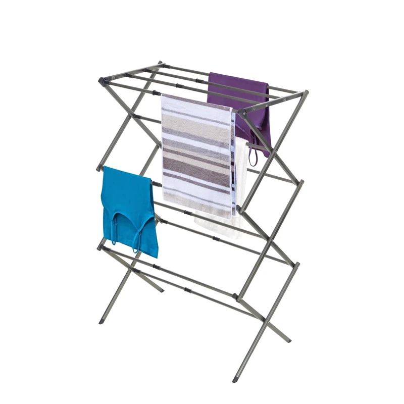 BLACK+DECKER Organization Expandable/Collapsible Clothes Rack. Essential for Camping/Trailers or Anywhere You Air Dry Laundry. Oversized for Multiple Garments, Alloy Steel, Gray - Image 1