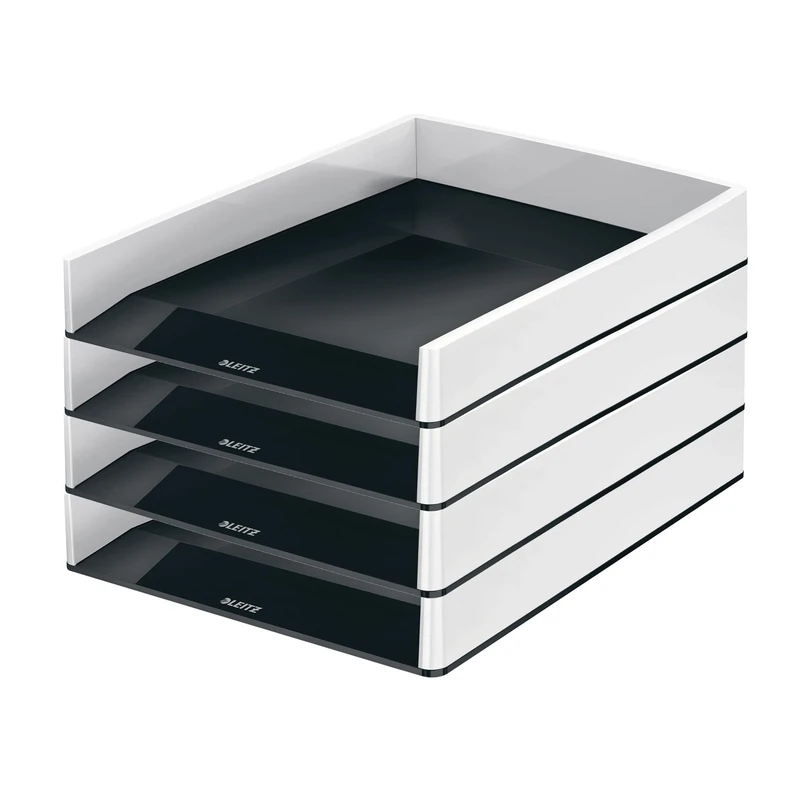 Leitz Wow Duo Colour 53611095 Letter Tray Set of 4 Black