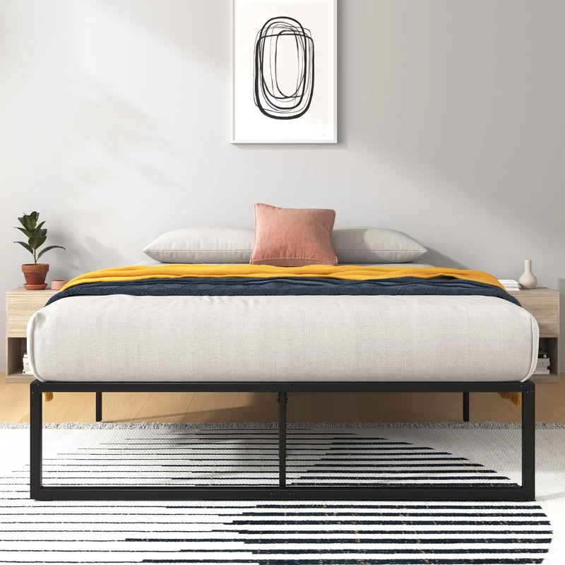 Zinus Lorelai Bed 180 x 200 cm – Bed Frame Height 36 cm with Underbed Storage – Metal Platform Bed Frame – Black - Image 1