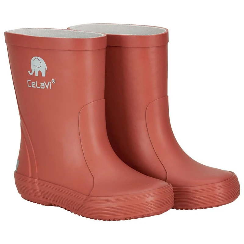 Celavi Girls' Basic Wellies Solid Rain Boot, Redwood, 12 UK Child