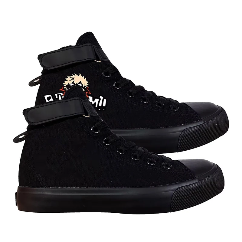 DHSPKN Anime Mha Canvas Shoes Deku Izuku Todoroki Sneakers Anime Cosplay High top Canvas Shoes, Black, 10.5 US Women/9 US Men