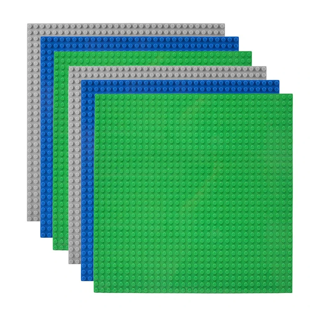 Lekebaby 6 Pack Classic Baseplates, 10"x10" Large Building Board Base Plates 100% Compatible with All Major Brands, For Kids Over Three Years Old,Green/Blue/Grey
