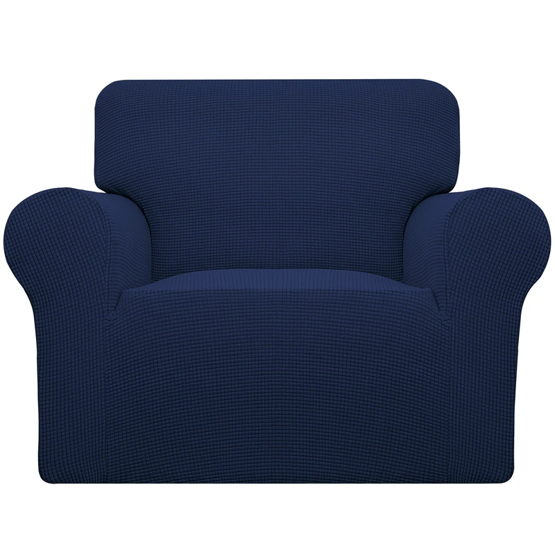 Easy-Going Stretch Chair Sofa Slipcover 1-Piece Couch Sofa Cover Furniture Protector Soft with Elastic Bottom for Kids Spandex Jacquard Fabric Small Checks(Chair, Navy) - Image 1