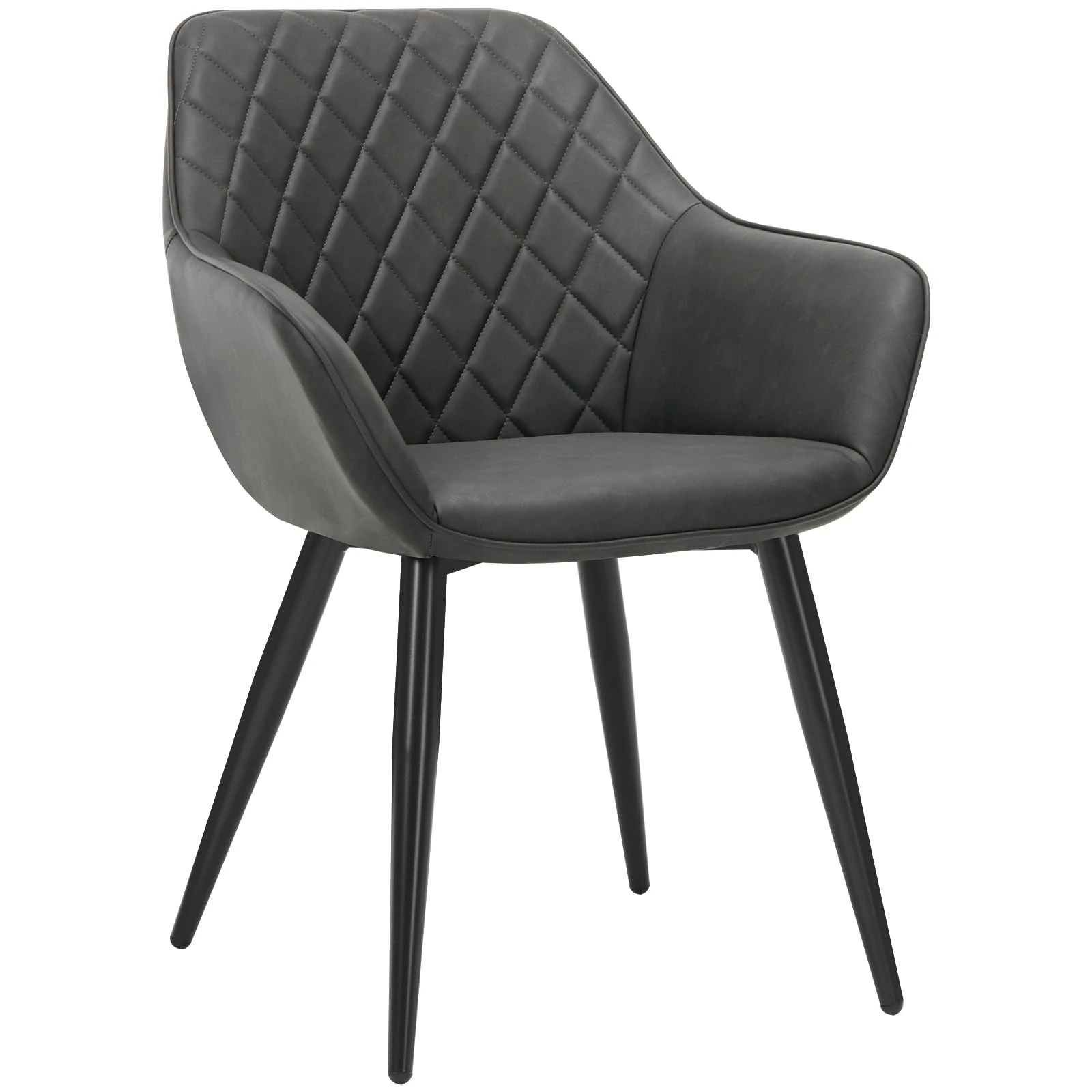 WOLTU 1 X Dining Chair Anthracite Kitchen Reception Chair Faux Leather with Padded Seat with Arms and Back for Counter Lounge Living Room BH251an-1
