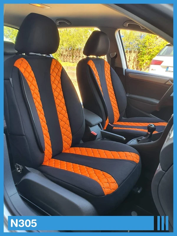 BREMER SITZBEZÜGE Custom Seat Covers Compatible with Mercedes E-Class W212/S212 Driver & Passenger from FB:N305 (Black Orange)