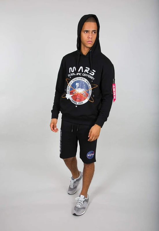 Alpha Industries Men's Mission to Mars Hoody Hooded Sweatshirt, Black, XXL - Image 1