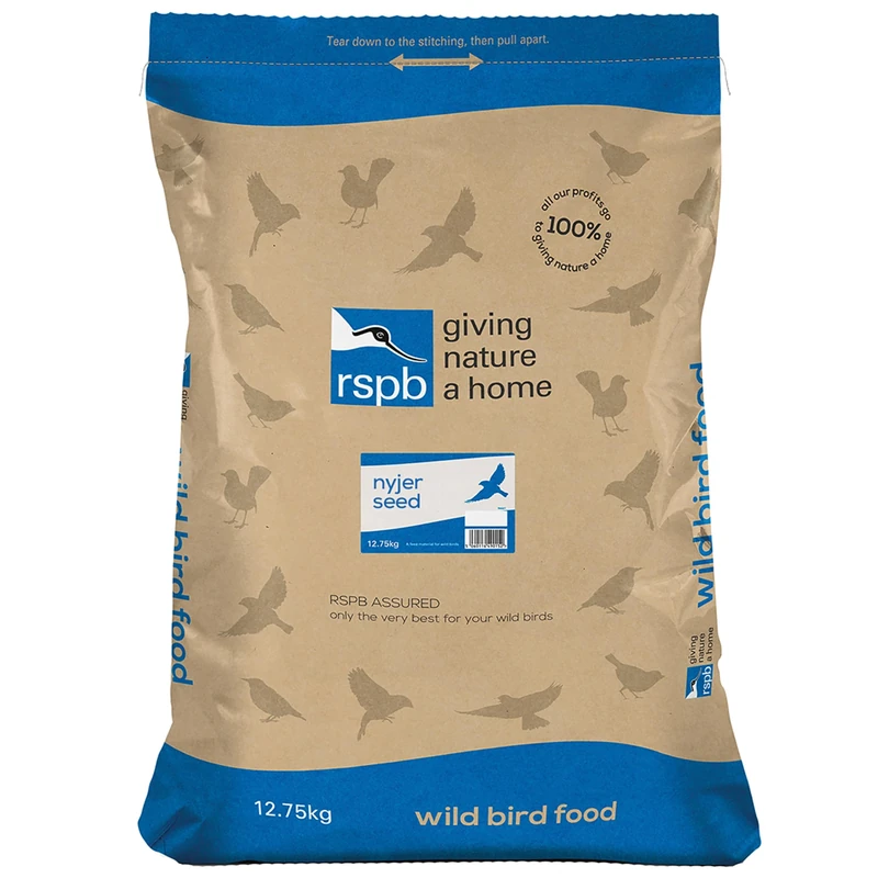RSPB - Nyjer Seeds for Birds, Wild Bird Food for Small Birds, Oil-Rich and High Energy, Made in the UK, Suitable for Year-Round Feeding (12.75kg)