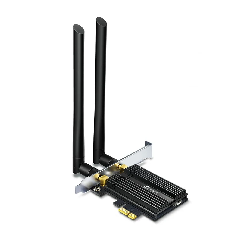 TP-Link Archer TX50E AX3000 WiFi 6 PCIe Adapter with Bluetooth 5.0 (Two Multi-Directional Antennas, Intel Wi-Fi 6 Chipset, Heatsink, WPA3 Encryption Standard, Space-Saving Insert) Black