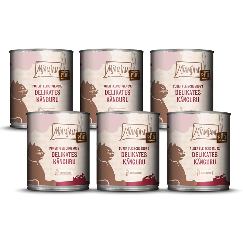 MjAMjAM - premium wet food for cats - pure meat enjoyment - delicious pure kangaroo, pack of 6 (6 x 800 g), grain-free with extra meat - Image 1