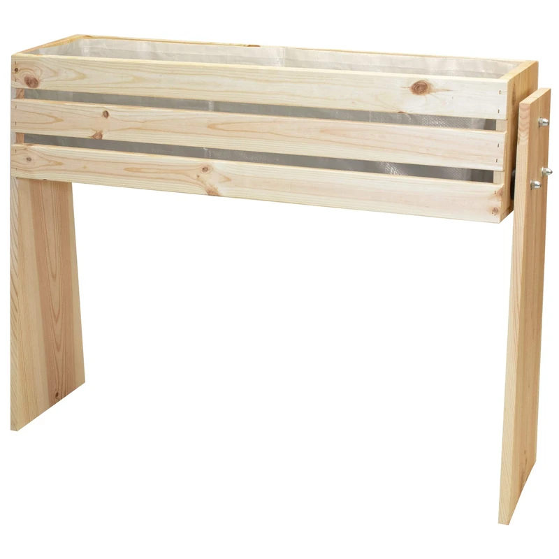 WAGNER GreenFAMILY - Raised Bed GreenBOX Design - coniferous wood, solid wood FSC®, natural, 93 x 70 x 26 cm, incl. plant bag - 25034001