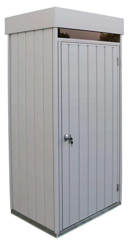 Duramax Palladium High Store Locker Single Door with Roof Garden and Front Skylight, Multi-Purpose Garden Storage Cabinet, Outdoor Tall Cupboard, Adjustable Shelf Kit Included, Silver