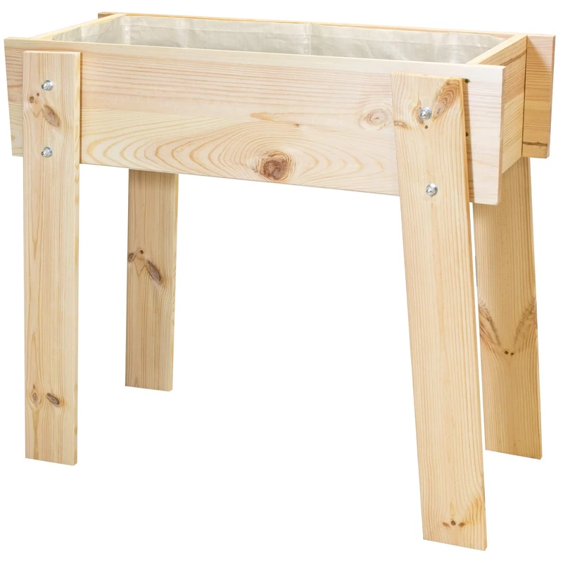 WAGNER GreenFAMILY - Raised Bed GreenBOX Design - coniferous wood, solid wood FSC®, natural, 82 x 74 x 36 cm, incl. plant bag - 25033001