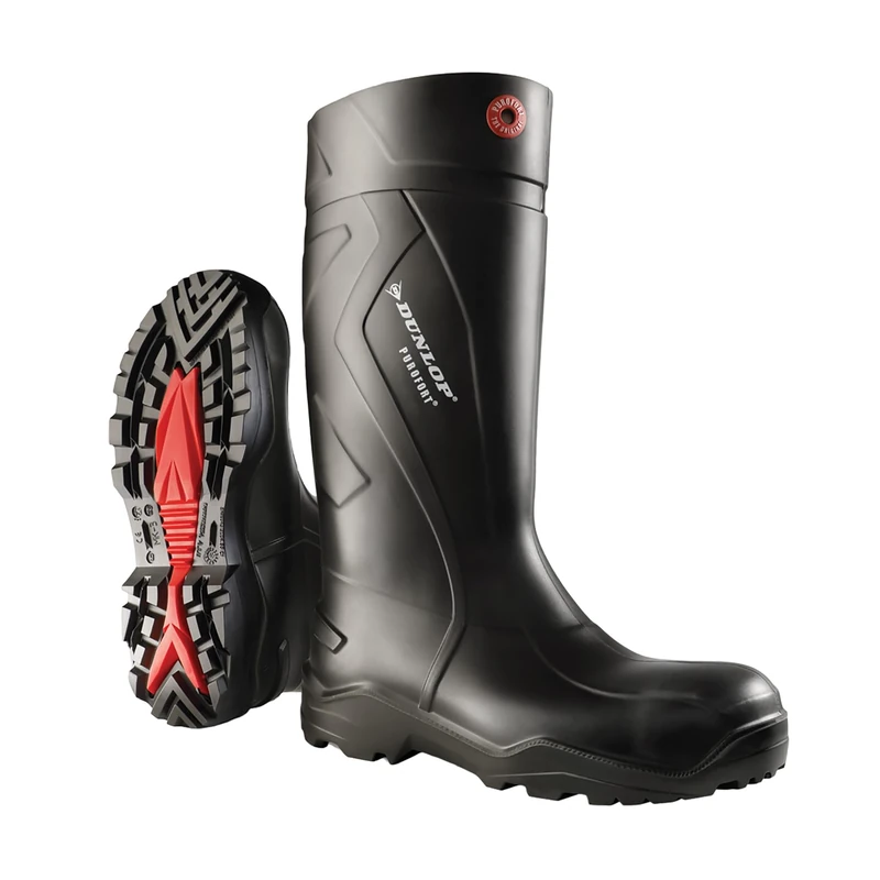 DUNLOP Purofort+ - Unisex Full Safety Waterproof Work Boots, Black, Antistatic and Slip-Resistant Wellies with Steel Toecap and Midsole for Outdoor - EU36, UK3