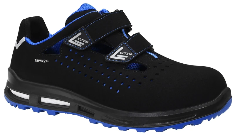 ELTEN Impulse XXT blue Easy ESD S1 Men's Safety Shoes Textile Plastic Cap (Lighter than Steel Toe Cap), Lightweight, Sporty, Black/Blue, Size: 43