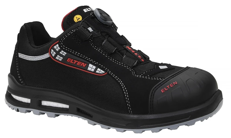 ELTEN Senex XXT Pro BOA ESD S3 Safety Shoes for Men and Women, Textile, Plastic Toe Cap (Lighter Than Steel Toe Cap), Lightweight, Sporty, Black/Red, Size: 40