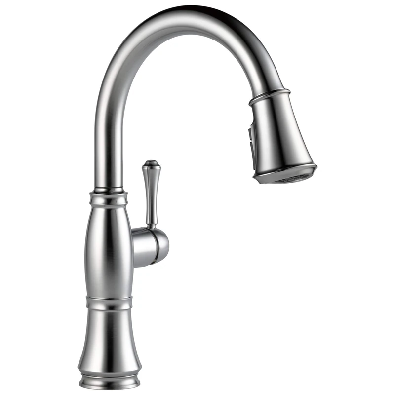 Delta Faucet Cassidy Brushed Nickel Kitchen Faucet, Kitchen Faucets with Pull Down Sprayer, Kitchen Sink Faucet, Faucet for Kitchen Sink with Magnetic Docking, Lumicoat Arctic Stainless 9197-AR-PR-DST - Image 1