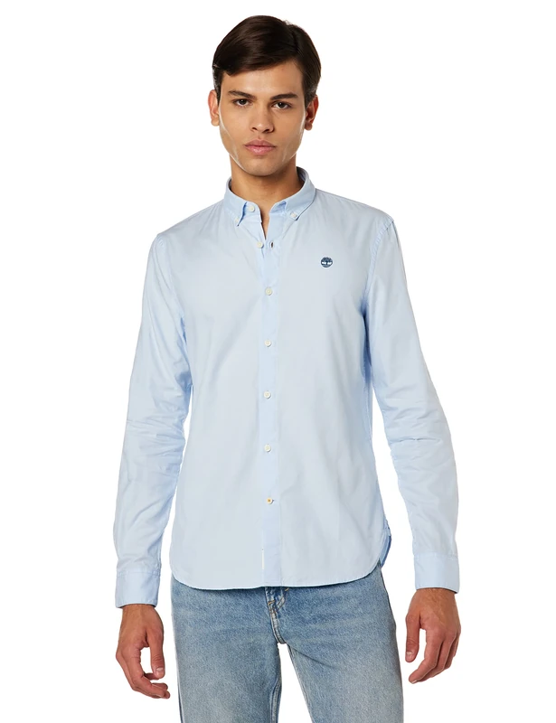 Timberland Men's LS Elvatd Oxford Slim T-Shirt, Skyway, XL