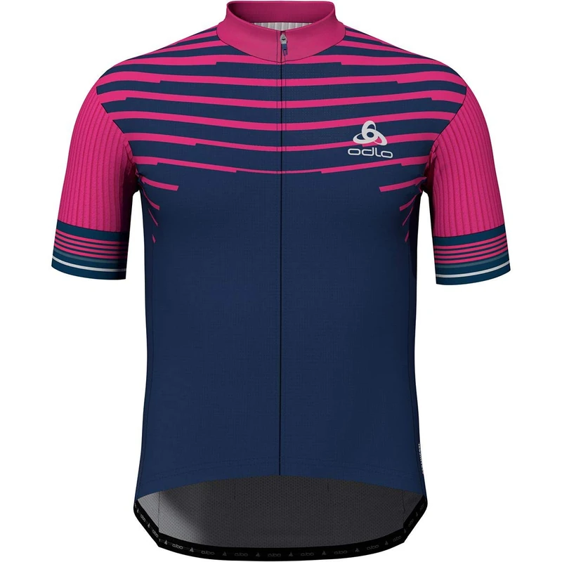 Odlo Stand Collar Full Zip Zeroweight Men's Jersey - Beetroot Purple - Estate Blue, Small - Image 1