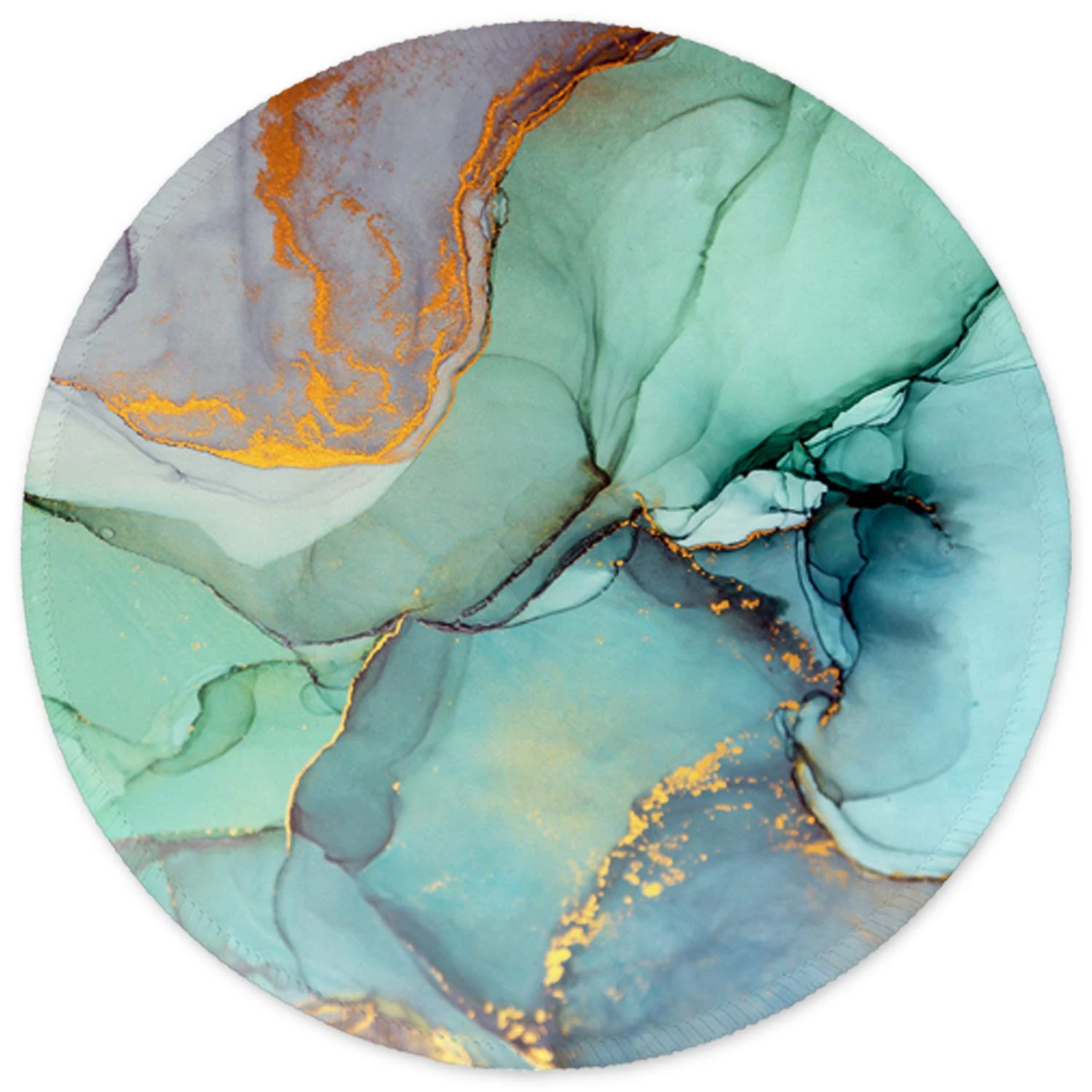 ITNRSIIET Mouse Pad with Stitched Edge, Mouse Mat Premium-Textured, Waterproof, Non-Slip Rubber Base Round Mousepad for Laptop Computer PC Office, Cute Design Desk Accessories, Modern Marbling