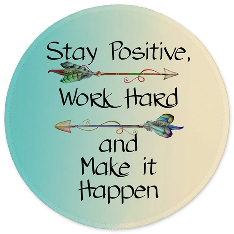 ITNRSIIET Mouse Pad with Stitched Edge, Mouse Mat Premium-Textured, Waterproof, Non-Slip Rubber Base Round Mousepad for Laptop Computer PC Office, Cute Design Desk Accessories, Inspirational Quote