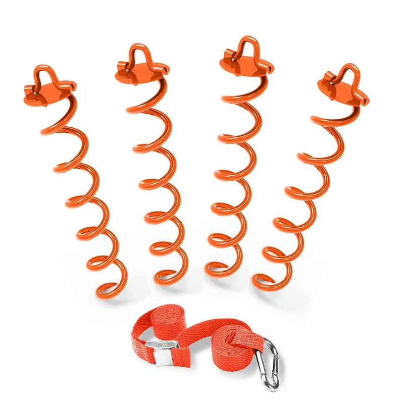 ABCCANOPY Spiral Ground Anchor with Dog Tie Out, Trampoline Anchor Stakes for Anchor Swings Set Down, Portable Basketball Goal,Gazebo,Tent, Bonus tie-Downs for Tethering The Dog, 4Pcs