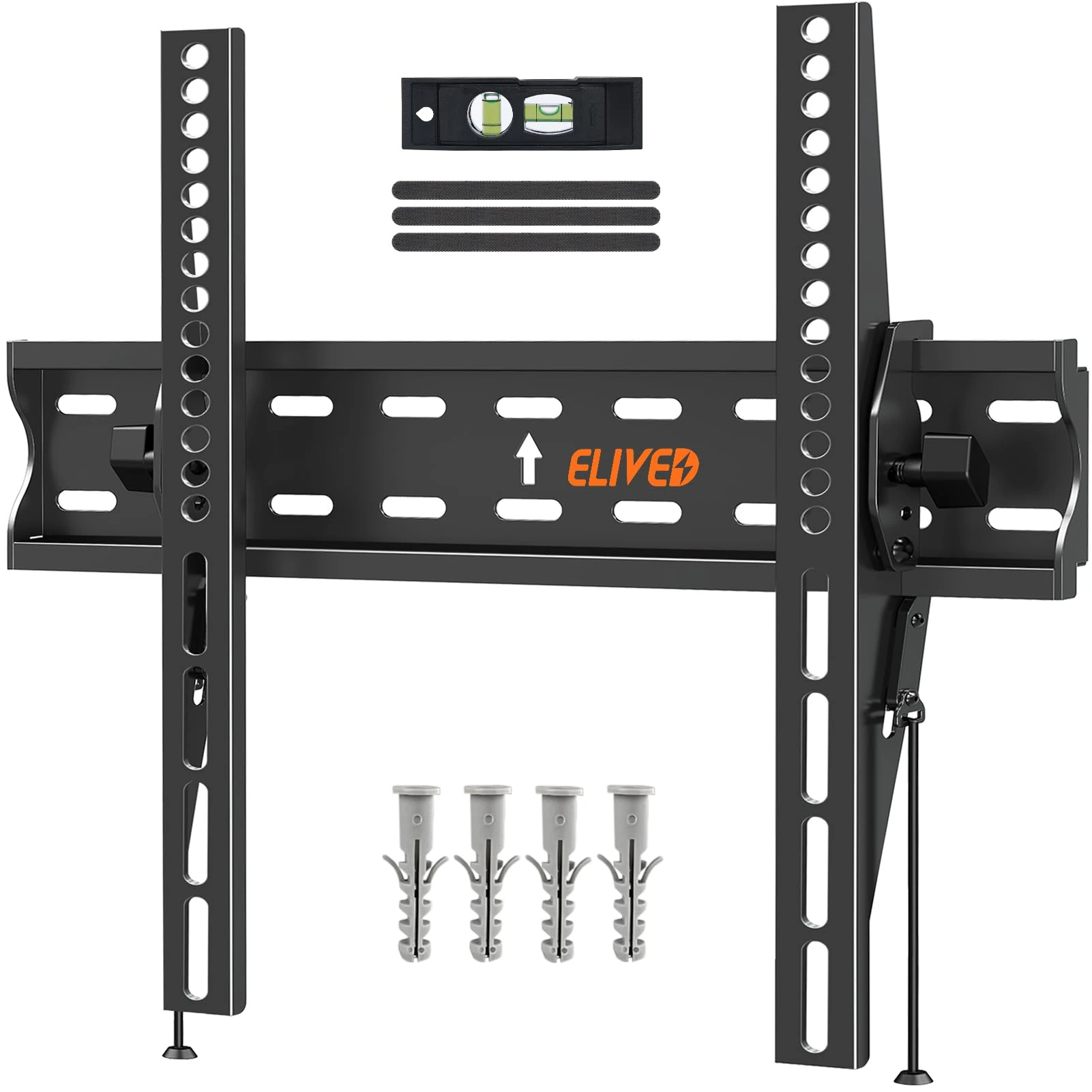 ELIVED Tilt TV Wall Bracket, Ultra Slim TV Mount for Most of 26-60 inch Flat or Curved LCD, LED, OLED tvs with VESA 75x75mm-400x400mm up to 45KG, Tool-free Adjustable Tilting EV007