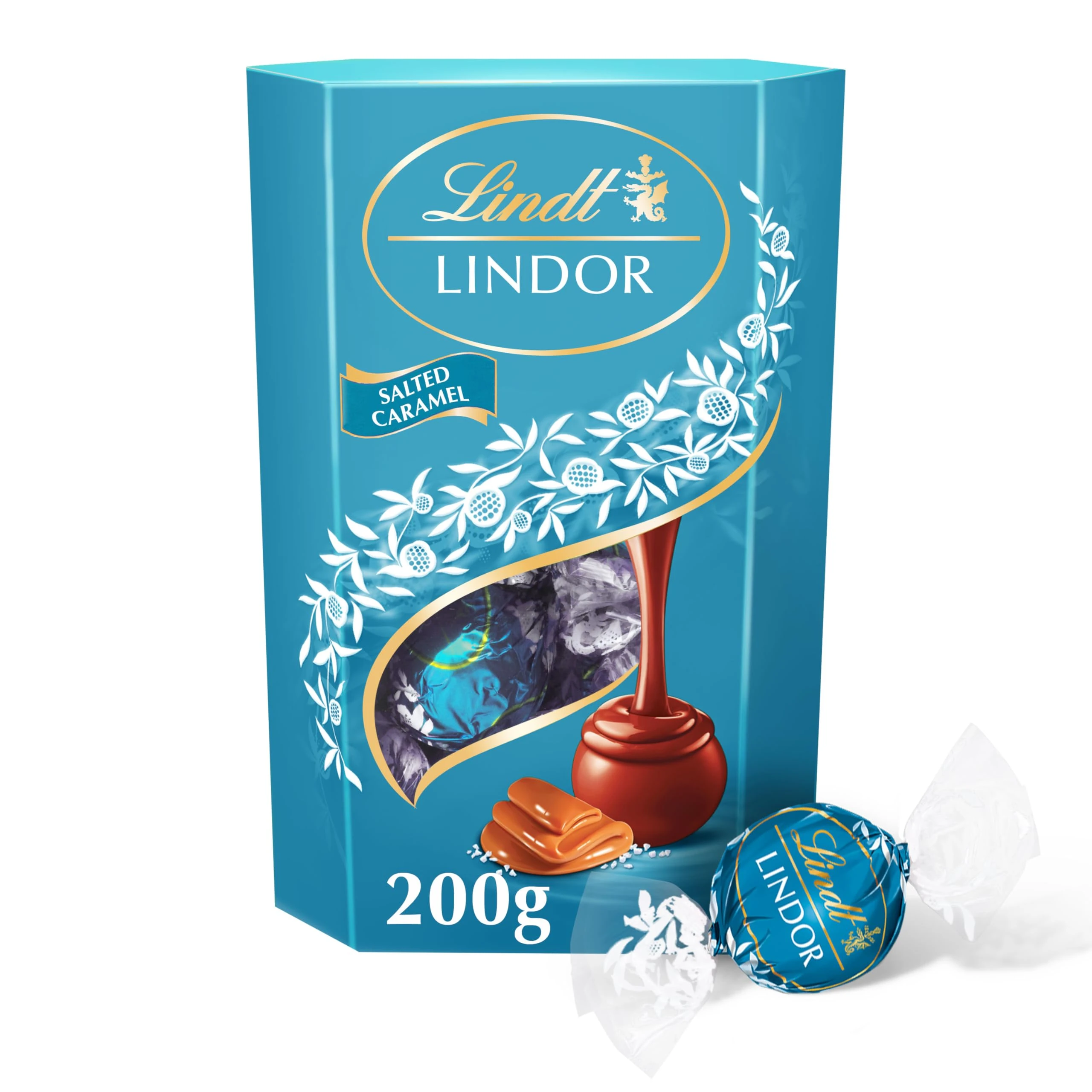 Lindt Lindor Salted Caramel Milk Chocolate Truffles – 200g Box (Approx. 16 Balls) – Smooth Filling – Christmas, Gift, Birthday, Congratulations Treat