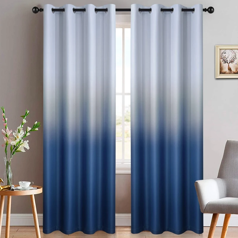 Yakamok - 2 Pack Thermal Blackout Curtains with Eyelets for Window Gradient Color for Bedroom 150x200cm