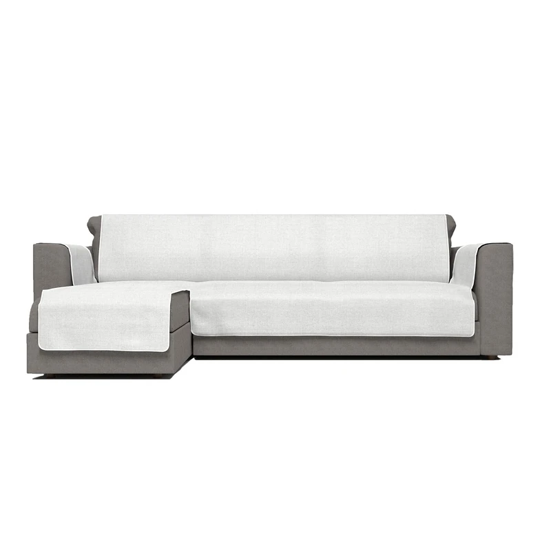 Italian Bed Linen Comfort Anti-Slip Sofa Cover with chaiselongue,190cm, white - Image 1