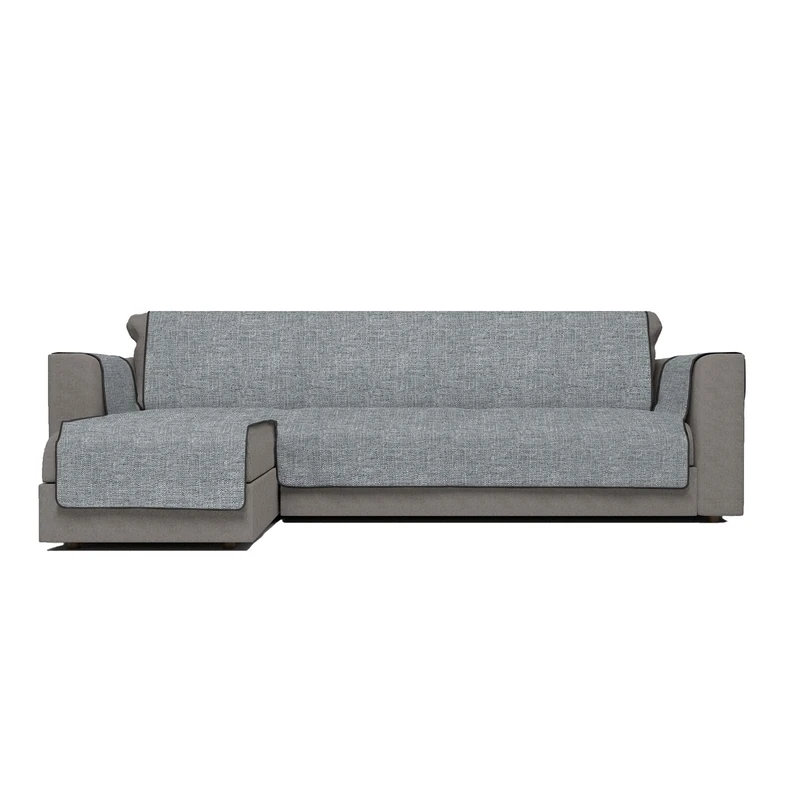 Italian Bed Linen Comfort Anti-Slip Sofa Cover with chaiselongue, Dark Grey, 290cm