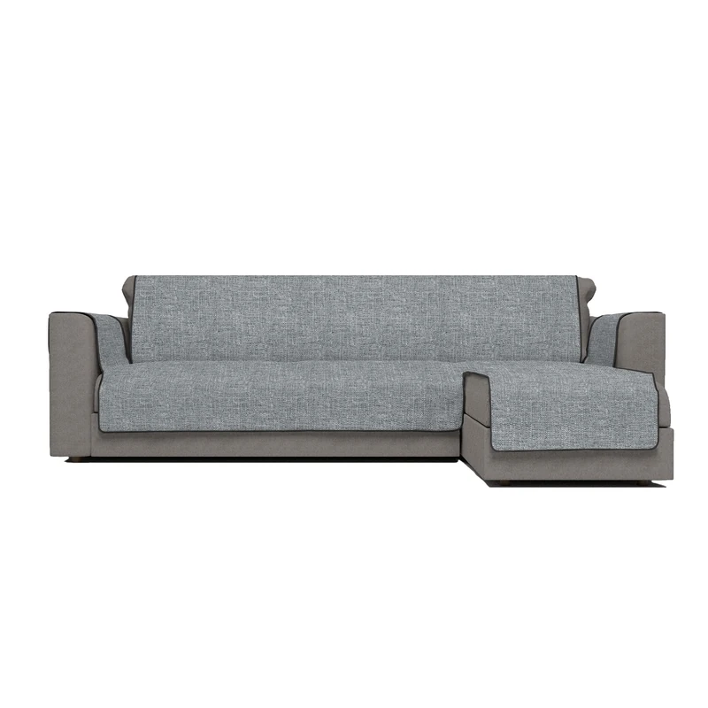 Italian Bed Linen Comfort anti-slip sofa cover with chaiselongue Right, Dark gray, 190cm