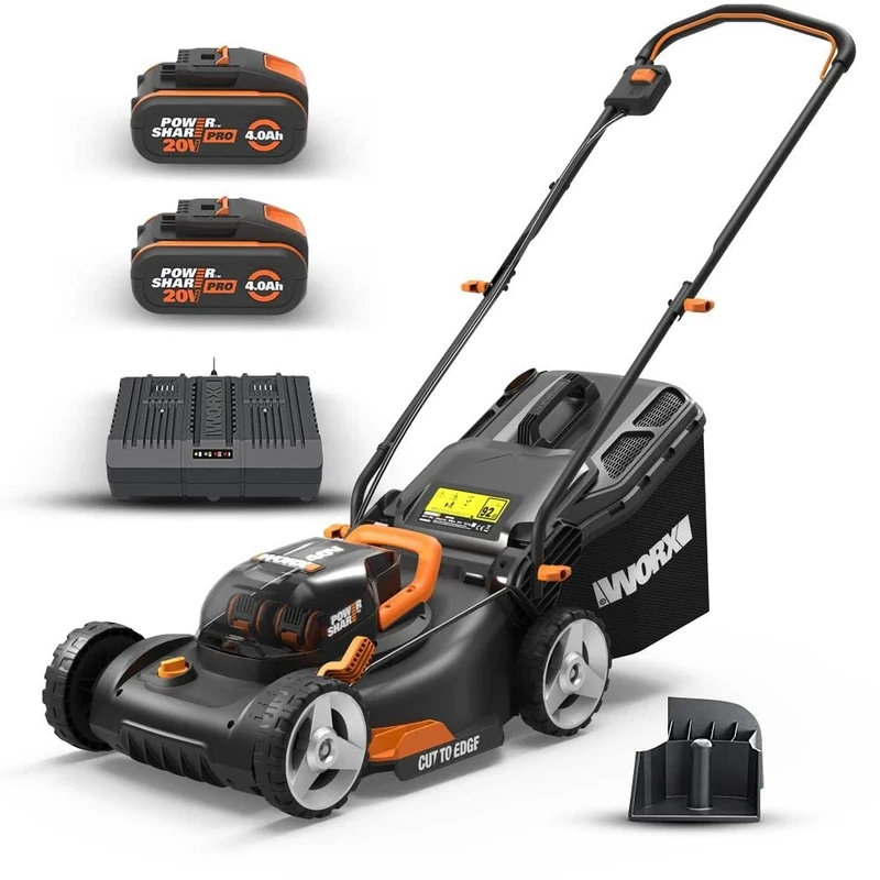 WORX WG743E Cordless Lawnmower 40 V - Professional Lawnmower with Mulching Function & PowerShare Battery - Lawn Mowing without Cable - Ideal for Gardens up to 500 m²