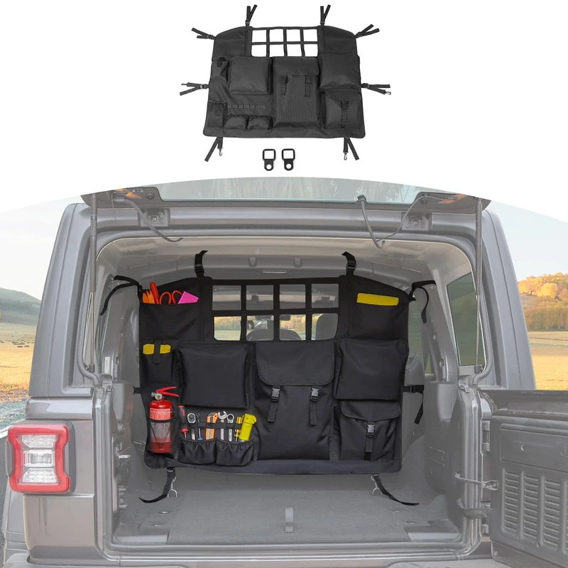 RT-TCZ for Wrangler JK JL Trunk Storage Bag Organizer with Multi-Pockets Tool Kits Cargo Bag for Jeep Wrangler JK JKU JL JLU