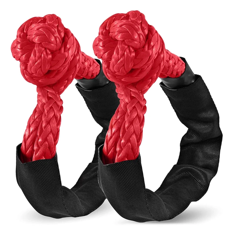 ZAMLIE Soft Shackle Recovery 1/2 Inch X 22 Inch (55,000lbs Breaking Strength) with Protective Sleeve for UTV ATV Recovery (Red, 2 Pack)